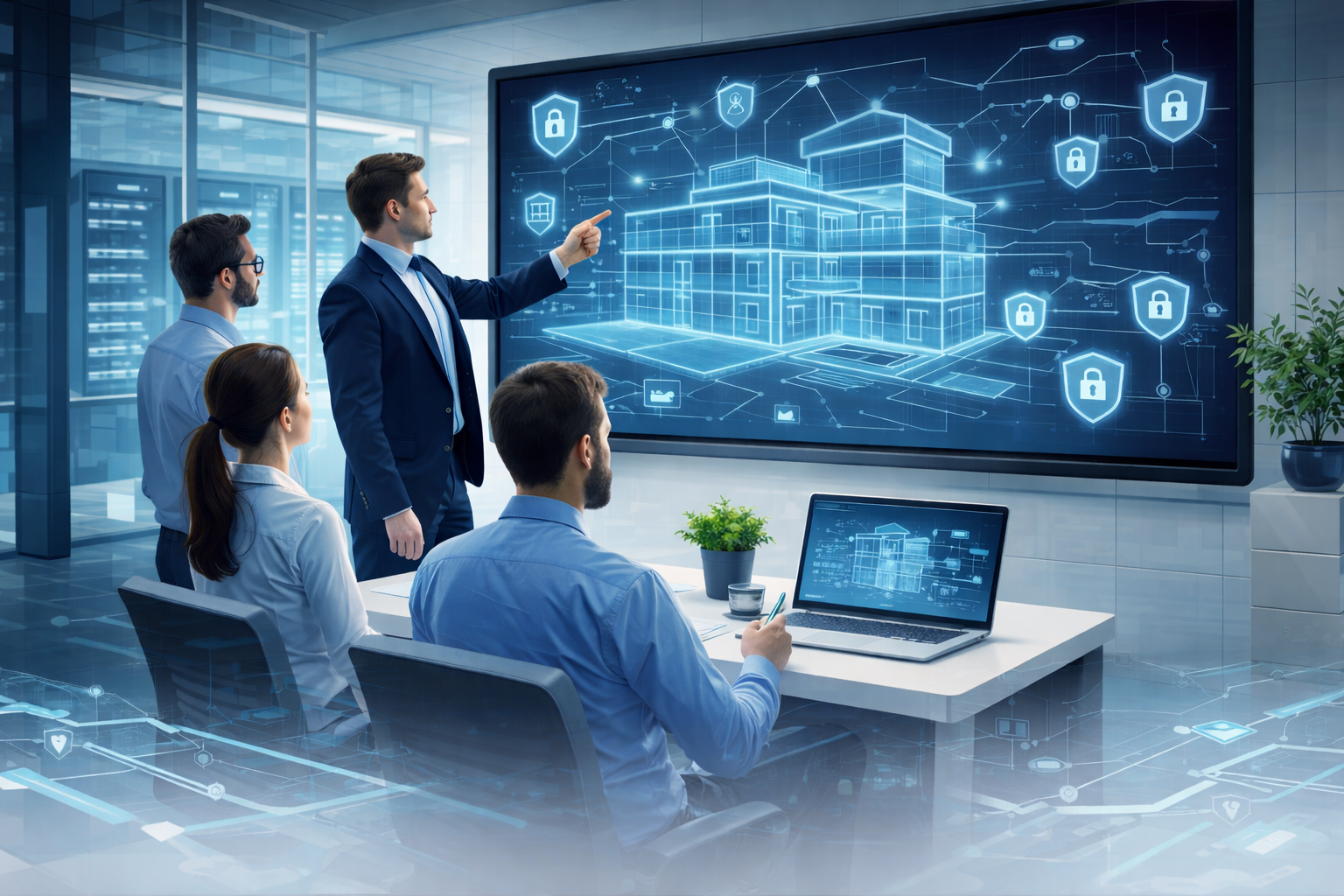 An image of a person delivering training to small group of professionals